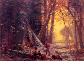  caza lienzo - Cazadores de alcesCamp Albert Bierstadt